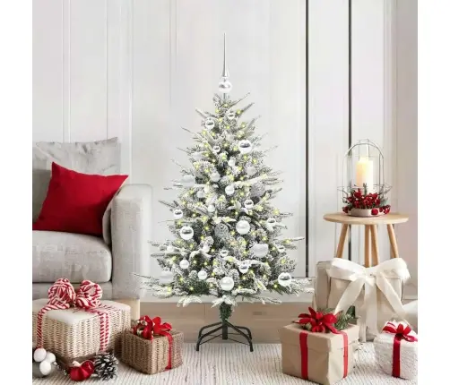 Mākslīgais Iepriekš Apgaismotais Ziemassvētku Koks Ar Bumbu Komplektu Vidaxl