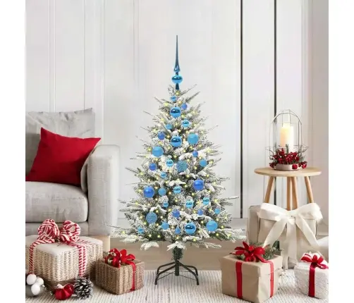 Mākslīgais Iepriekš Apgaismotais Ziemassvētku Koks Ar Bumbu Komplektu Vidaxl