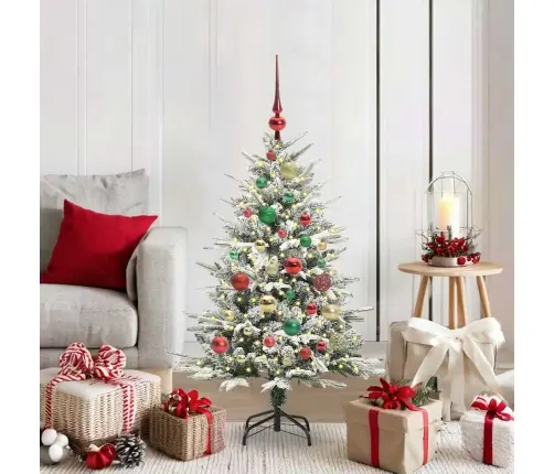 Mākslīgais Iepriekš Apgaismotais Ziemassvētku Koks Ar Bumbu Komplektu Vidaxl