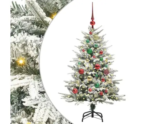 Mākslīgais Iepriekš Apgaismotais Ziemassvētku Koks Ar Bumbu Komplektu Vidaxl