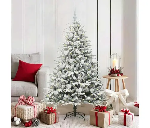 Mākslīgais Iepriekš Apgaismotais Ziemassvētku Koks Ar Bumbu Komplektu Vidaxl