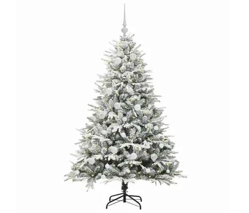 Mākslīgais Iepriekš Apgaismotais Ziemassvētku Koks Ar Bumbu Komplektu Vidaxl