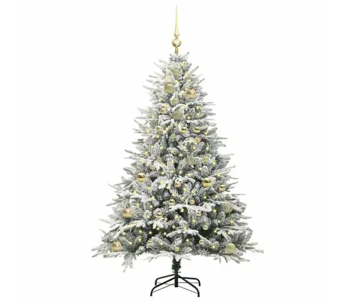 Mākslīgais Iepriekš Apgaismotais Ziemassvētku Koks Ar Bumbu Komplektu Vidaxl