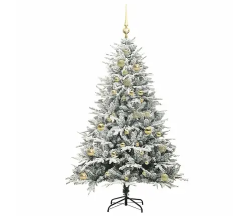 Mākslīgais Iepriekš Apgaismotais Ziemassvētku Koks Ar Bumbu Komplektu Vidaxl