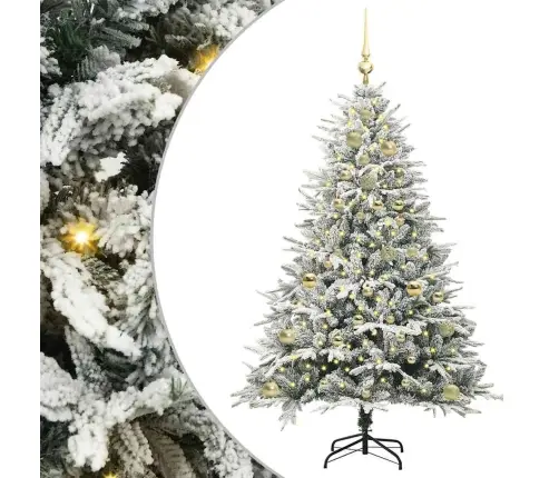 Mākslīgais Iepriekš Apgaismotais Ziemassvētku Koks Ar Bumbu Komplektu Vidaxl