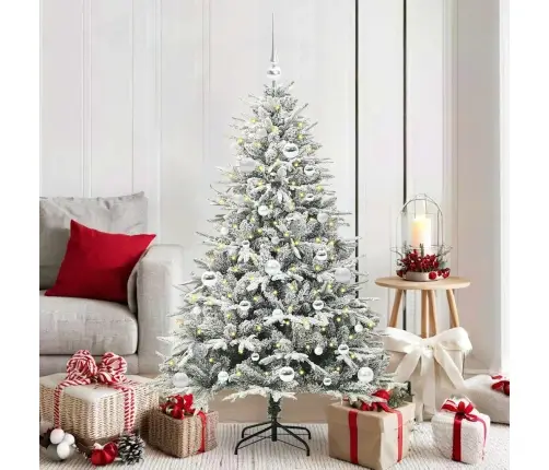 Mākslīgais Iepriekš Apgaismotais Ziemassvētku Koks Ar Bumbu Komplektu Vidaxl