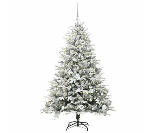 Mākslīgais Iepriekš Apgaismotais Ziemassvētku Koks Ar Bumbu Komplektu Vidaxl