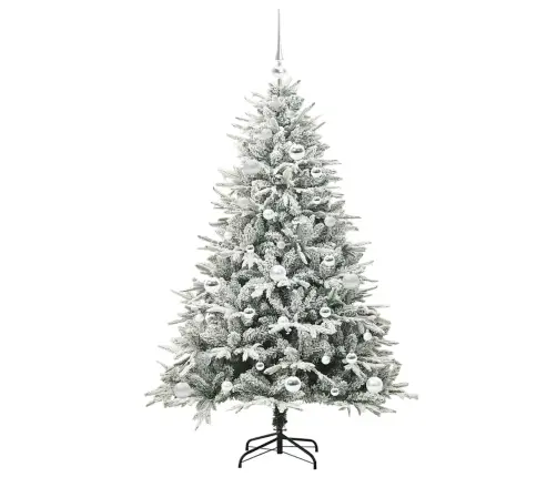 Mākslīgais Iepriekš Apgaismotais Ziemassvētku Koks Ar Bumbu Komplektu Vidaxl