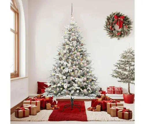 Mākslīgais Iepriekš Apgaismotais Ziemassvētku Koks Ar Bumbu Komplektu Vidaxl