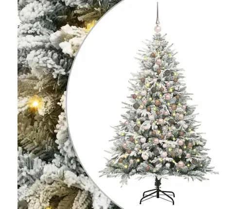 Mākslīgais Iepriekš Apgaismotais Ziemassvētku Koks Ar Bumbu Komplektu Vidaxl