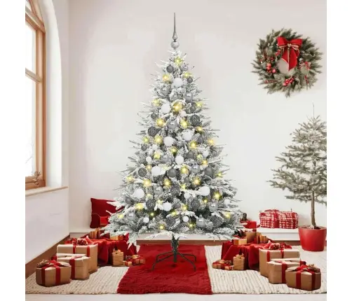 Dirbtinis Apšviestas Kalėdinis Medelis Su Kamuoliukų Rinkiniu