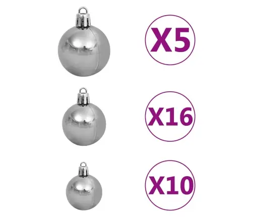 Dirbtinis Apšviestas Kalėdinis Medelis Su Kamuoliukų Rinkiniu