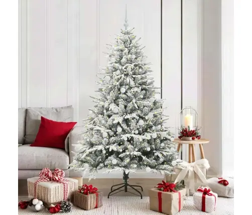 Mākslīgais Iepriekš Apgaismotais Ziemassvētku Koks Ar Bumbu Komplektu Vidaxl