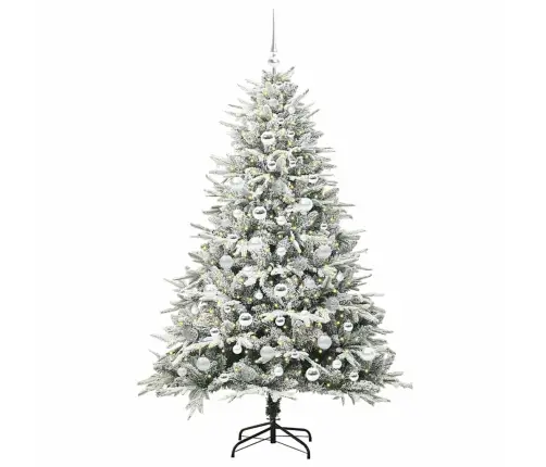 Mākslīgais Iepriekš Apgaismotais Ziemassvētku Koks Ar Bumbu Komplektu Vidaxl