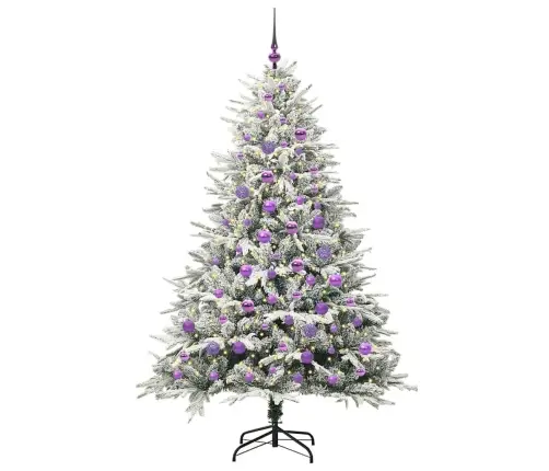 Mākslīgais Iepriekš Apgaismotais Ziemassvētku Koks Ar Bumbu Komplektu Vidaxl