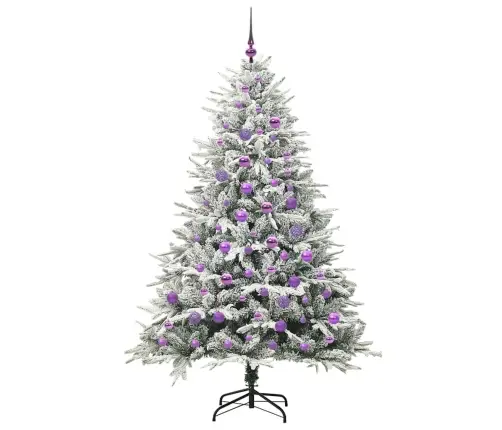 Mākslīgais Iepriekš Apgaismotais Ziemassvētku Koks Ar Bumbu Komplektu Vidaxl