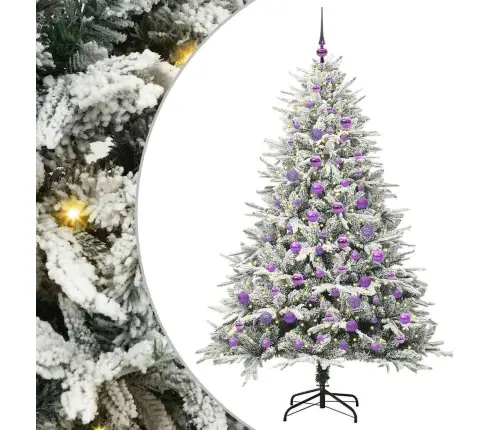 Mākslīgais Iepriekš Apgaismotais Ziemassvētku Koks Ar Bumbu Komplektu Vidaxl