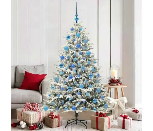 Dirbtinis Apšviestas Kalėdinis Medelis Su Kamuoliukų Rinkiniu