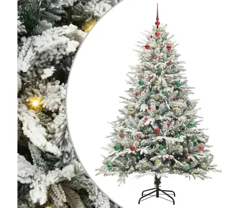 Mākslīgais Iepriekš Apgaismotais Ziemassvētku Koks Ar Bumbu Komplektu Vidaxl