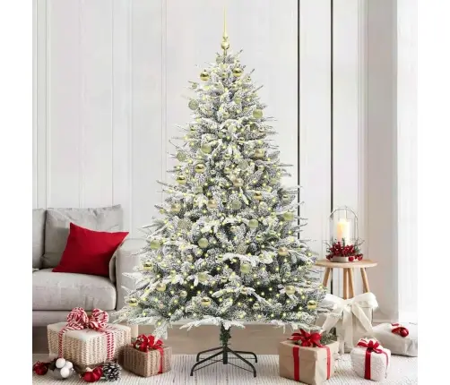 Mākslīgais Iepriekš Apgaismotais Ziemassvētku Koks Ar Bumbu Komplektu Vidaxl