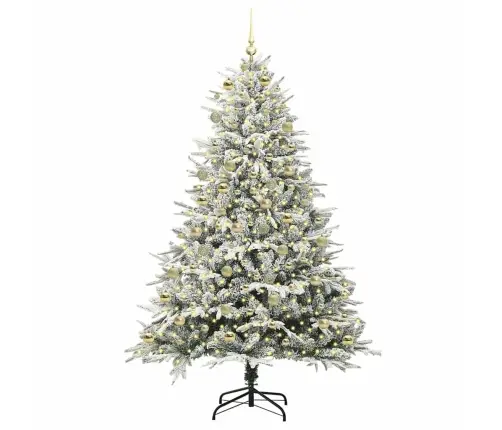 Mākslīgais Iepriekš Apgaismotais Ziemassvētku Koks Ar Bumbu Komplektu Vidaxl