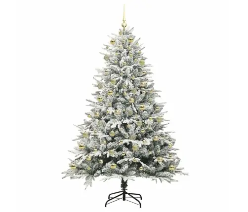 Mākslīgais Iepriekš Apgaismotais Ziemassvētku Koks Ar Bumbu Komplektu Vidaxl