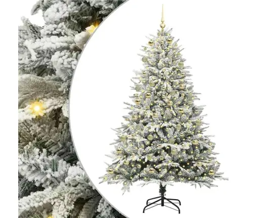 Mākslīgais Iepriekš Apgaismotais Ziemassvētku Koks Ar Bumbu Komplektu Vidaxl