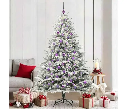 Mākslīgais Iepriekš Apgaismotais Ziemassvētku Koks Ar Bumbu Komplektu Vidaxl