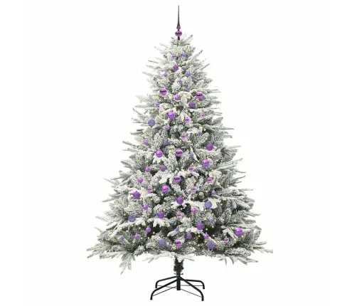 Mākslīgais Iepriekš Apgaismotais Ziemassvētku Koks Ar Bumbu Komplektu Vidaxl