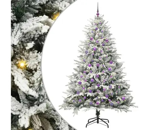 Mākslīgais Iepriekš Apgaismotais Ziemassvētku Koks Ar Bumbu Komplektu Vidaxl