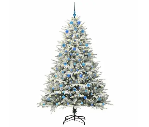 Mākslīgais Iepriekš Apgaismotais Ziemassvētku Koks Ar Bumbu Komplektu Vidaxl