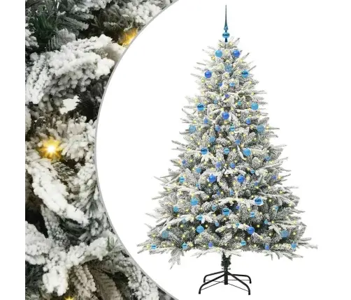 Mākslīgais Iepriekš Apgaismotais Ziemassvētku Koks Ar Bumbu Komplektu Vidaxl