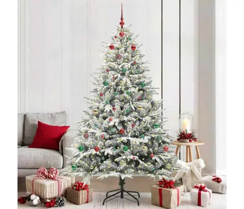 Mākslīgais Iepriekš Apgaismotais Ziemassvētku Koks Ar Bumbu Komplektu Vidaxl