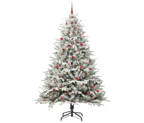 Mākslīgais Iepriekš Apgaismotais Ziemassvētku Koks Ar Bumbu Komplektu Vidaxl