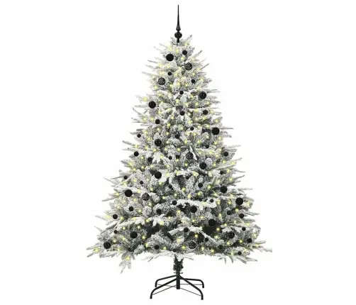 Mākslīgais Iepriekš Apgaismotais Ziemassvētku Koks Ar Bumbu Komplektu Vidaxl