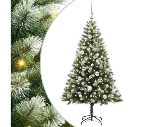 Tehis Hinged Jõulupuu Kaetud Lumega Roheline Ja Valge 150 Cm