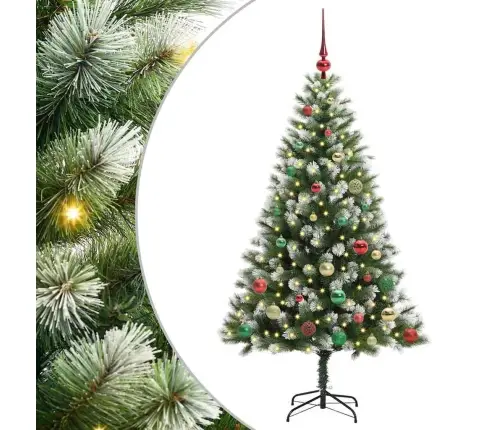 Tehis Hinged Jõulupuu Kaetud Lumega Roheline Ja Valge 150 Cm
