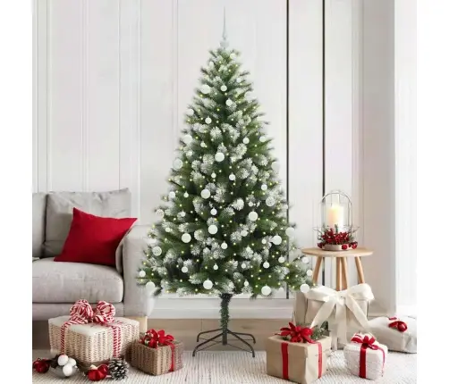 Tehis Hinged Jõulupuu Kaetud Lumega Roheline Ja Valge 180 Cm