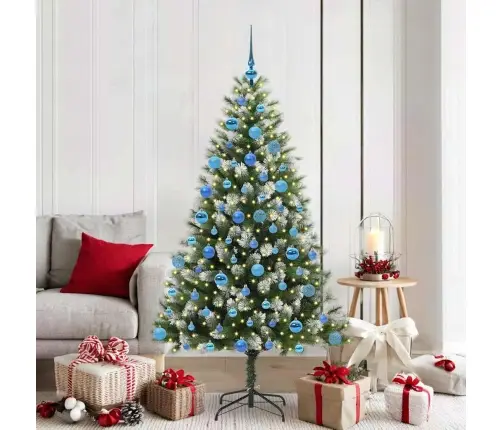 Tehis Hinged Jõulupuu Kaetud Lumega Roheline Ja Valge 180 Cm