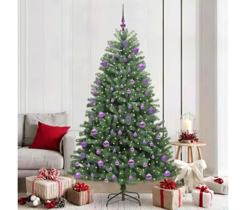 Mākslīgā Saliekamā Ziemassvētku Egle Zaļa 210 Cm Pvc Un Metāls Vidaxl