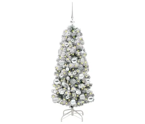 Mākslīgā Saliekamā Ziemassvētku Egle Zaļš Un Balts 120 Cm Pvc Vidaxl