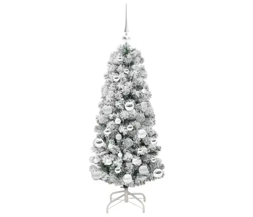 Mākslīgā Saliekamā Ziemassvētku Egle Zaļš Un Balts 120 Cm Pvc Vidaxl