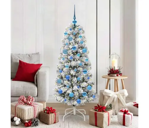 Mākslīgā Saliekamā Ziemassvētku Egle Zaļš Un Balts 150 Cm Pvc Vidaxl