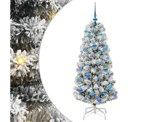 Mākslīgā Saliekamā Ziemassvētku Egle Zaļš Un Balts 150 Cm Pvc Vidaxl