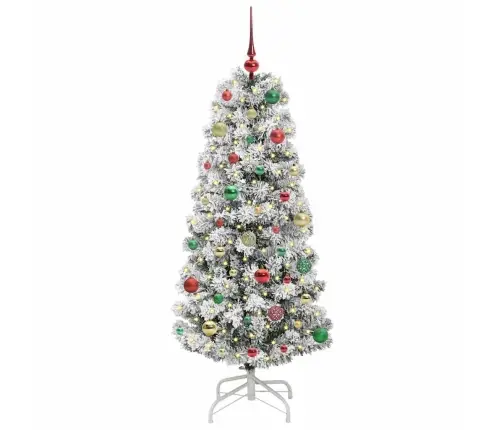 Mākslīgā Saliekamā Ziemassvētku Egle Zaļš Un Balts 150 Cm Pvc Vidaxl