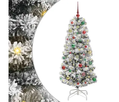 Mākslīgā Saliekamā Ziemassvētku Egle Zaļš Un Balts 150 Cm Pvc Vidaxl