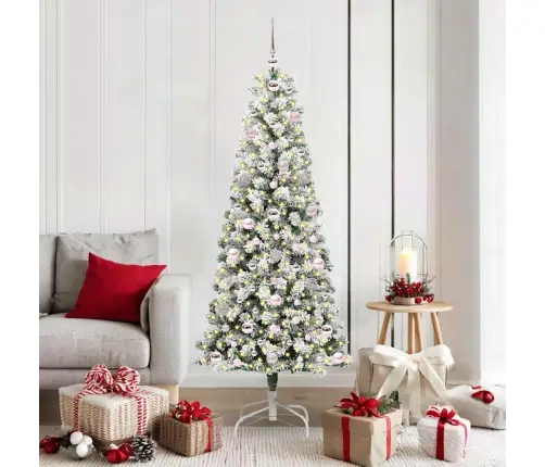 Mākslīgā Saliekamā Ziemassvētku Egle Zaļš Un Balts 180 Cm Pvc Vidaxl
