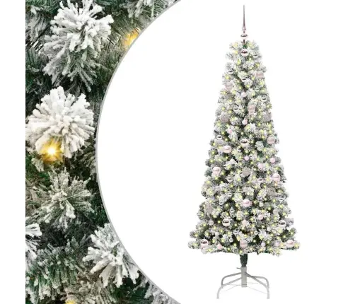 Mākslīgā Saliekamā Ziemassvētku Egle Zaļš Un Balts 180 Cm Pvc Vidaxl