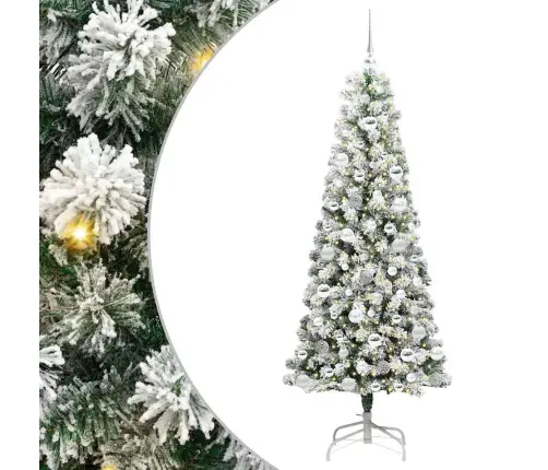 Mākslīgā Saliekamā Ziemassvētku Egle Zaļš Un Balts 180 Cm Pvc Vidaxl