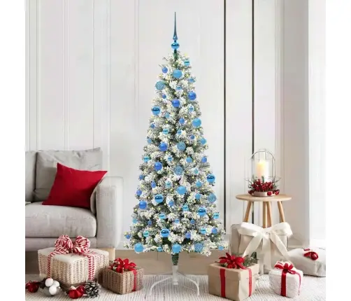 Mākslīgā Saliekamā Ziemassvētku Egle Zaļš Un Balts 180 Cm Pvc Vidaxl